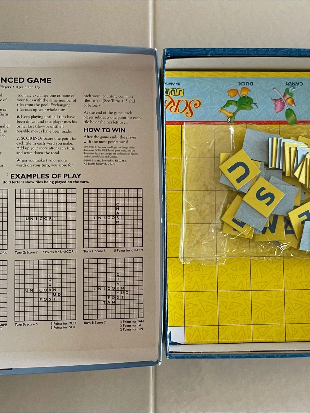 Hasbro Scrabble Junior Kids Board Game - Blue Used but still in good condition